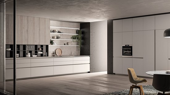 Large Space Open Melamine White Lacquer Cabinet With Wood Grain