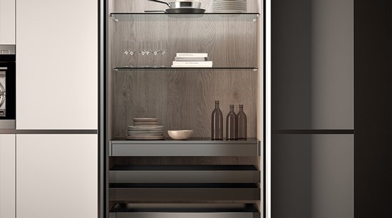 Large Space Open Melamine White Lacquer Cabinet With Wood Grain