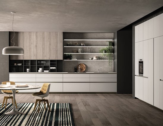 Large Space Open Melamine White Lacquer Cabinet With Wood Grain