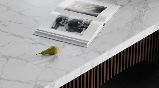 Modern Modern Open Kitchen Cabinets with Marble Top Island