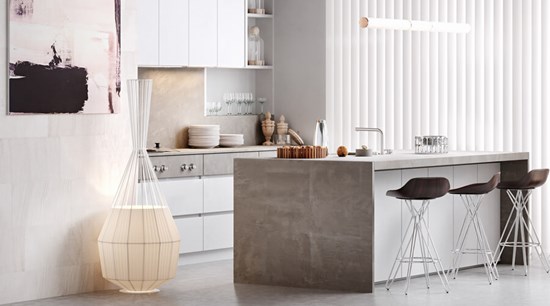 Modern Minimalist Apartment Handleless Melamine Cabinet with Island