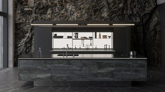 Modern L Shape Black Handleless Cabinet for Villa
