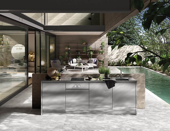High End Villa Style Minimal Modern Stainless Steel Cabinets