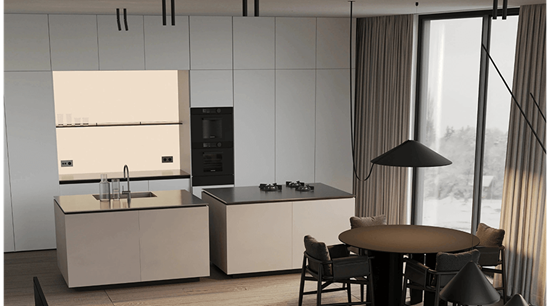"Double-island stainless steel modern kitchen" product illustration(2)