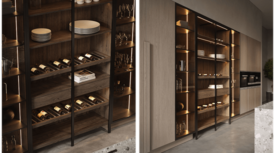 Wood Finishes And Flecked Quartz Countertops