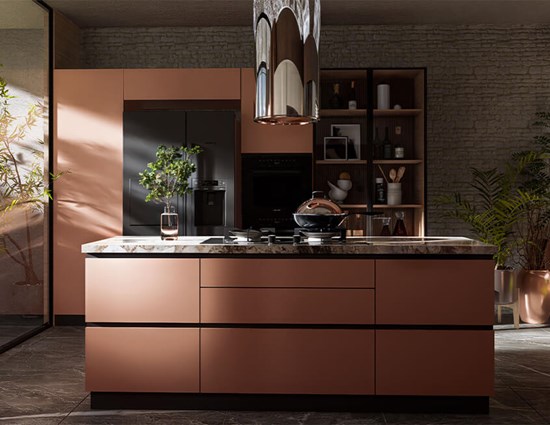 Black Metal Frames Door With Wood Interior Kitchen