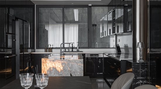 Ultra Modernism Marble Island Kitchen Diner
