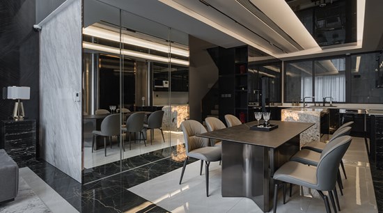Ultra Modernism Marble Island Kitchen Diner