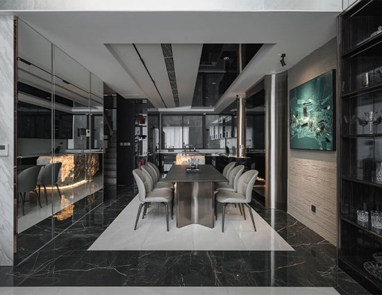 Ultra Modernism Marble Island Kitchen Diner