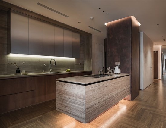Contemporary Toned Modern Wood Kitchen Cabinets
