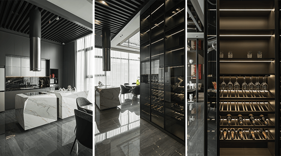 Grey And White Cupboard Irregular High Fashion Style Kitchen