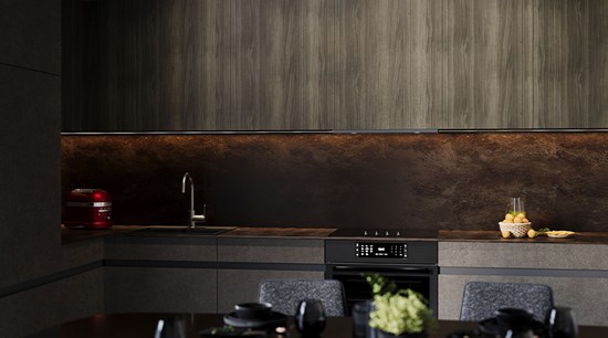 Oak Veneer Finishes L Shaped Kitchen Cabinets Set