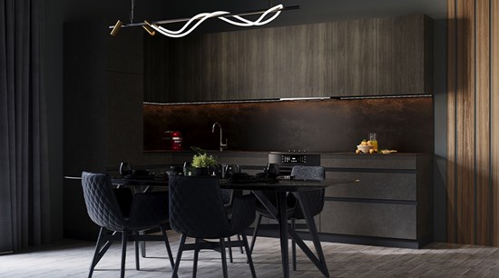Oak Veneer Finishes L Shaped Kitchen Cabinets Set