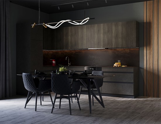 Oak Veneer Finishes L Shaped Kitchen Cabinets Set