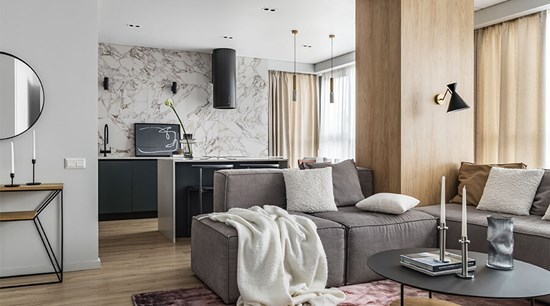 L Shaped Matte Lacquered Open Cupboard Kitchen