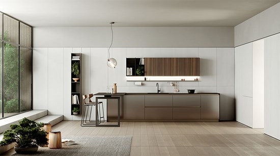Modern Kitchen Cupboards Smoked Oak Built in Cabinets