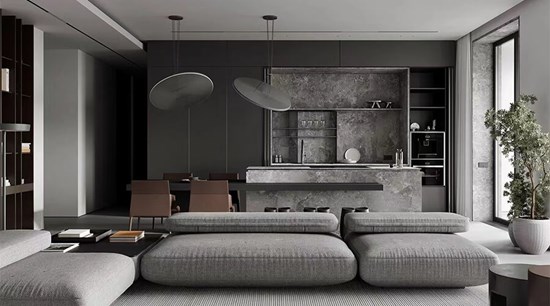 Modern Minimalist Kitchen Cabinets Features Full Wall Cabinetry