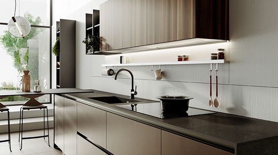 Modern Kitchen Cupboards Smoked Oak Built in Cabinets