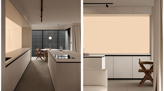 Minimalism White Open Kitchen Cabinets