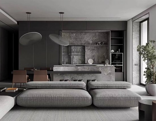 Modern Minimalist Kitchen Cabinets Features Full Wall Cabinetry