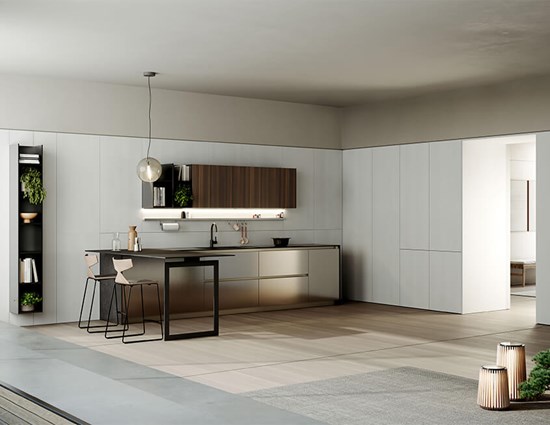 Modern Kitchen Cupboards Smoked Oak Built in Cabinets