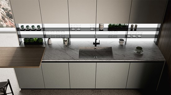 Sinterd Stone Countertop Modern White Kitchen Cabinets