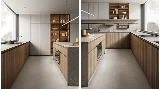 Wooden U Shaped Kitchen Cabinets Diner