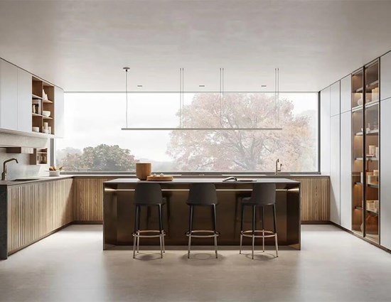 Wooden U Shaped Kitchen Cabinets Diner