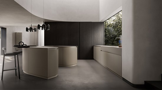Modern Kitchen Cabinet with Arc Center Island