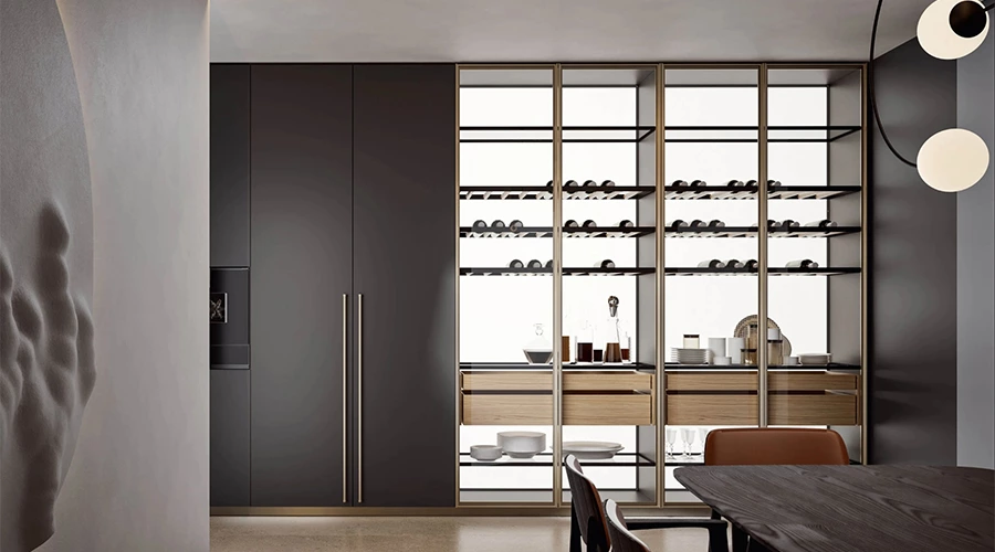 Dual Island Kitchen with Dining Storage and Backlit Cabinets