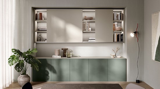 Modern Sage White Green Kitchen Cabinets With Smart Storage