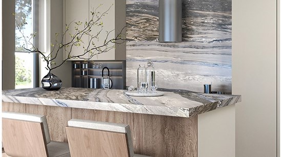 Sage Green Handleless Kitchen Cabinets with Sintered Stone